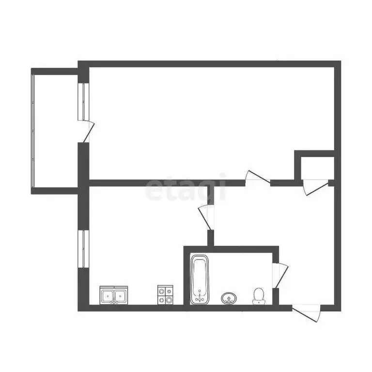 1-комнатная квартира: Тюмень, Харьковская улица, 52 (29 м) - Фото 1