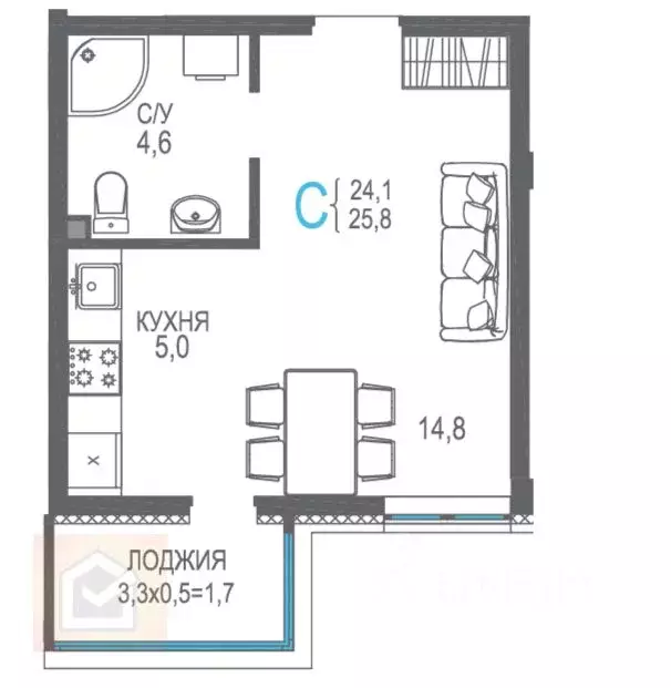 Студия Крым, Евпатория просп. Ленина, 68к20 (27.5 м) - Фото 0