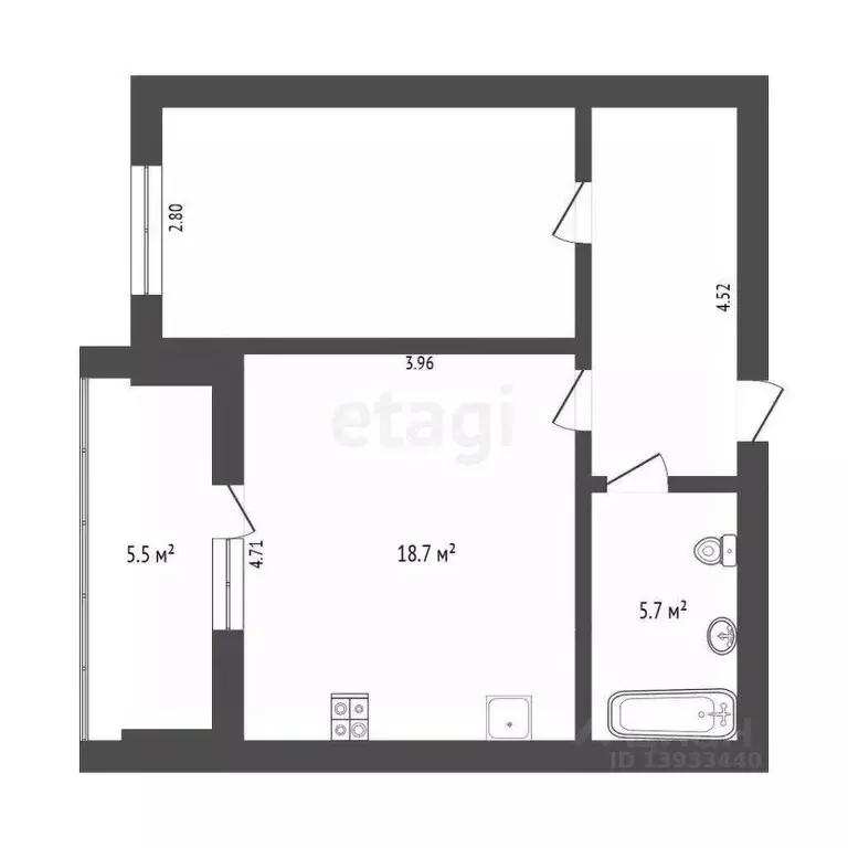 1-к кв. Тюменская область, Тюмень Широтная ул., 209 (46.6 м) - Фото 1