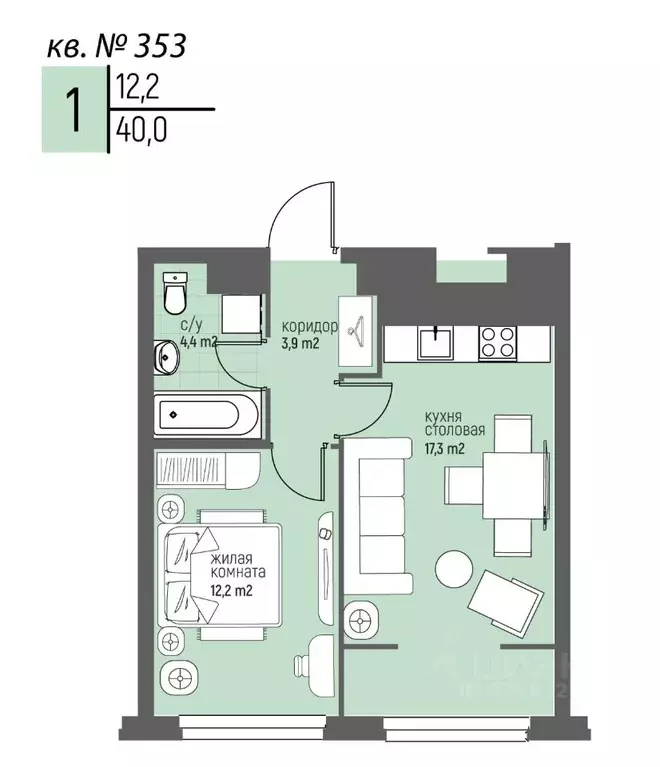 1-к кв. Нижегородская область, Нижний Новгород Спортивный мкр, ... - Фото 1