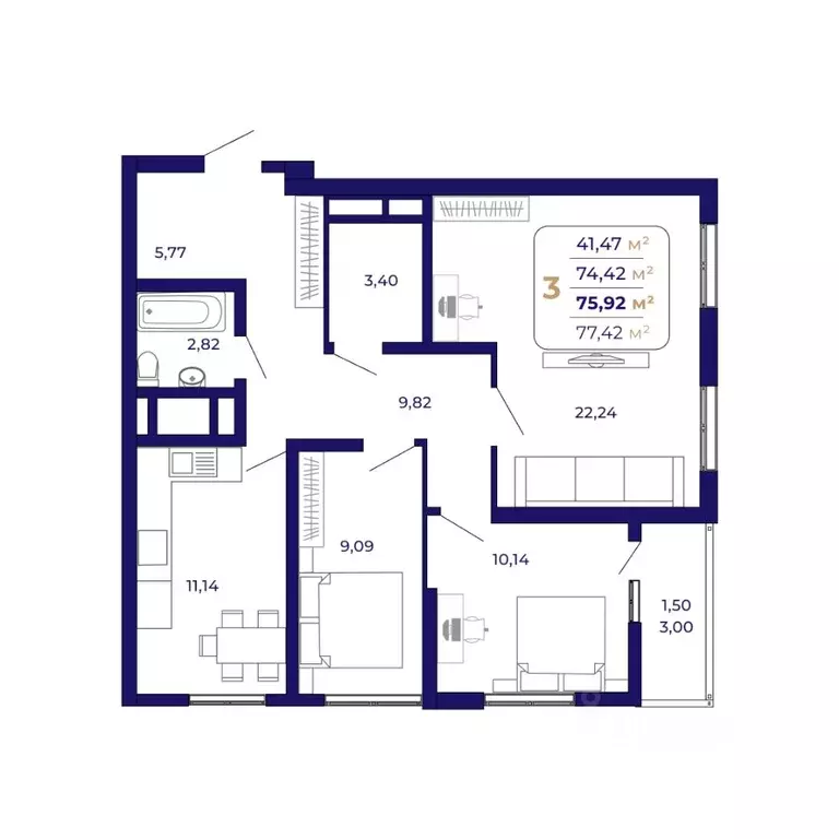 3-к кв. Башкортостан, Уфа Затон-Восточный жилрайон, Паруса жилой ... - Фото 1