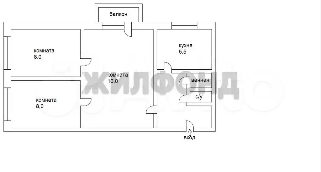 4-к. квартира, 61 м, 3/5 эт. - Фото 0