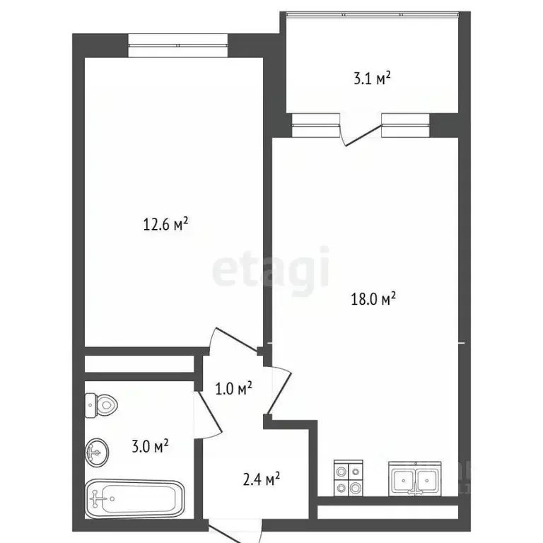 1-к кв. Краснодарский край, Анапа ул. Ленина, 180Ак12 (39.0 м) - Фото 2