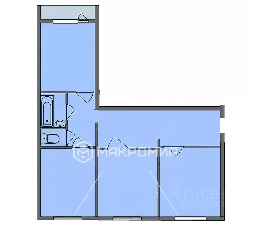 3-к кв. Челябинская область, Челябинск ул. Академика Королева, 52 ... - Фото 2