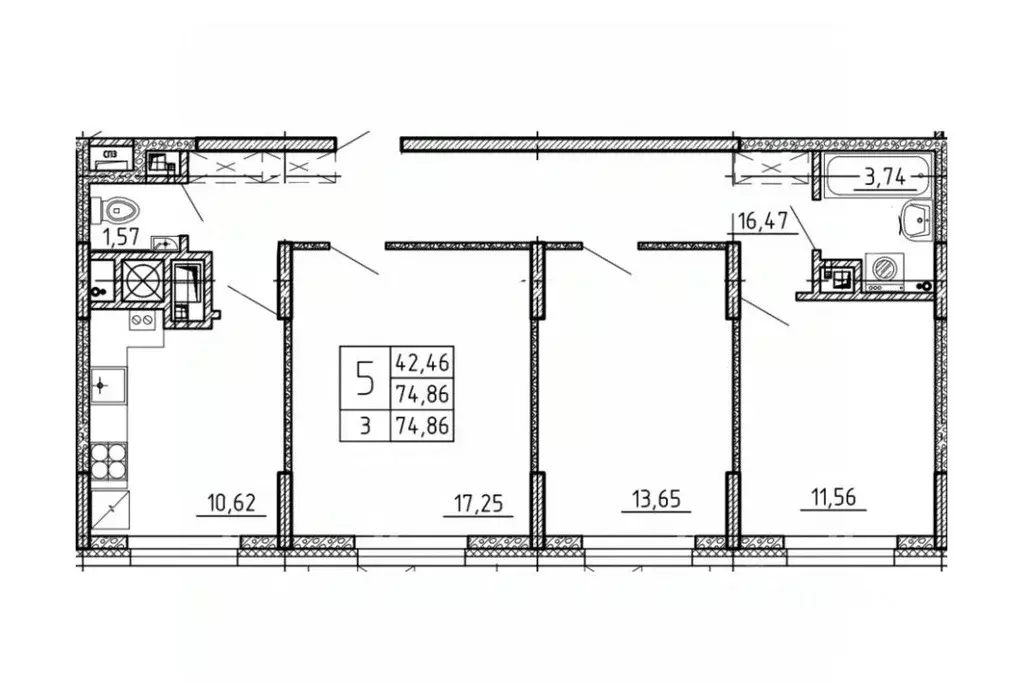 3-к кв. Ставропольский край, Пятигорск Центр мкр,  (74.86 м) - Фото 1