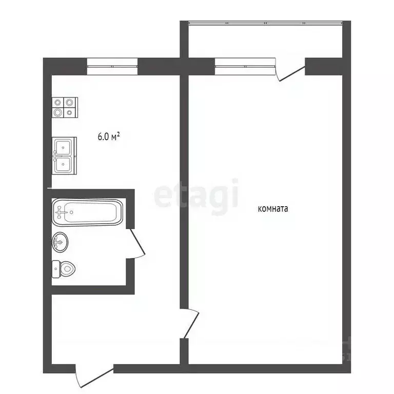 1-к кв. Пензенская область, Пенза ул. Калинина, 86 (30.2 м) - Фото 1