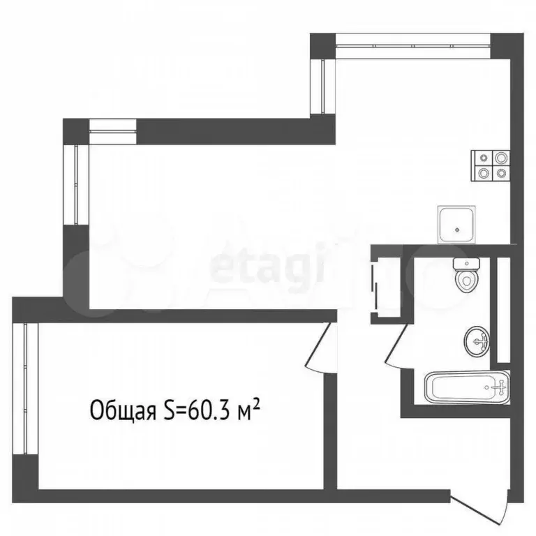 2-к. квартира, 60,3 м, 15/18 эт. - Фото 1