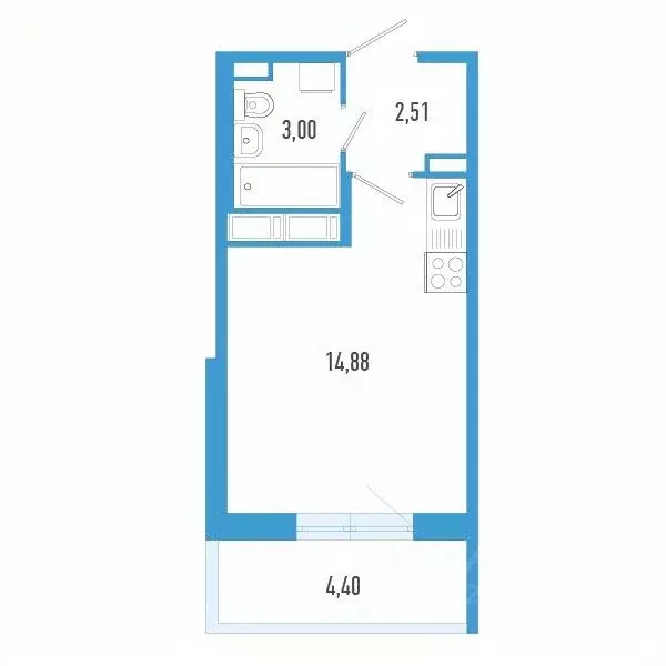 Студия Санкт-Петербург пос. Шушары,  (21.71 м) - Фото 0