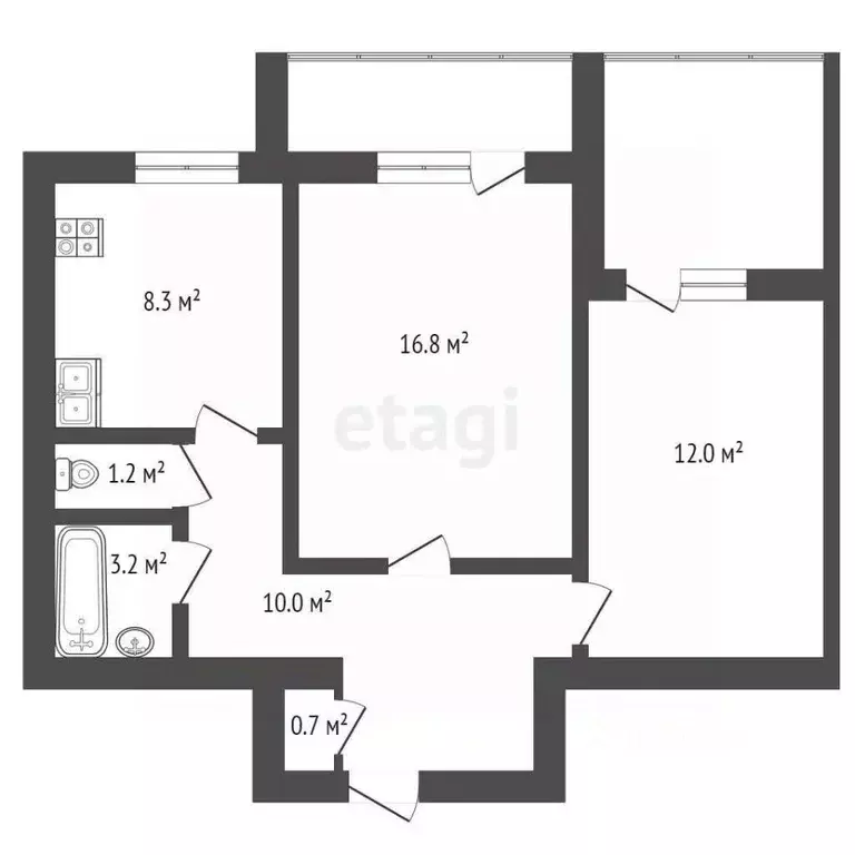 2-к кв. Крым, Евпатория просп. Победы, 65 (50.2 м) - Фото 2