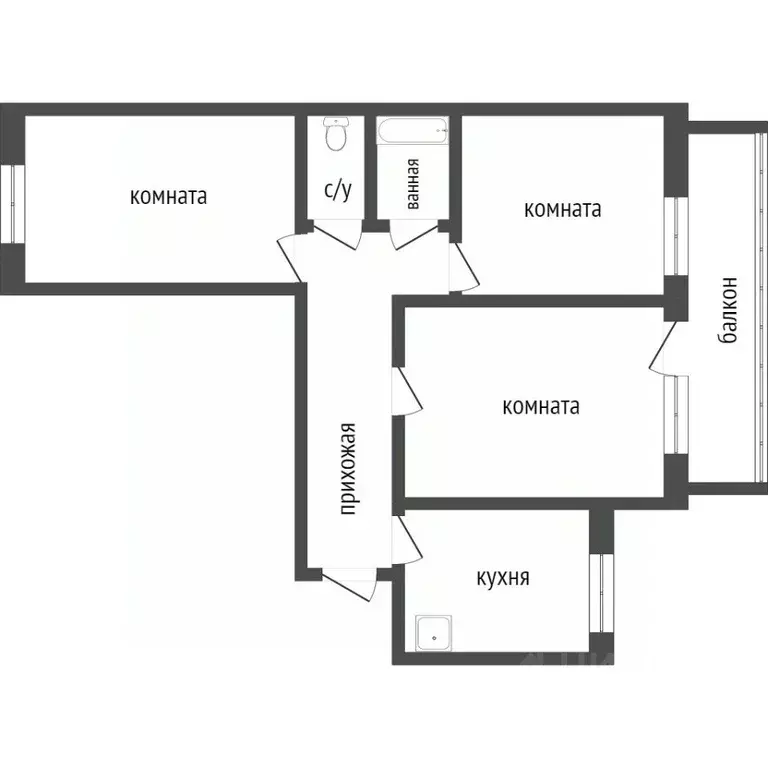 3-к кв. Красноярский край, Красноярск Взлетная ул., 1 (62.1 м) - Фото 2