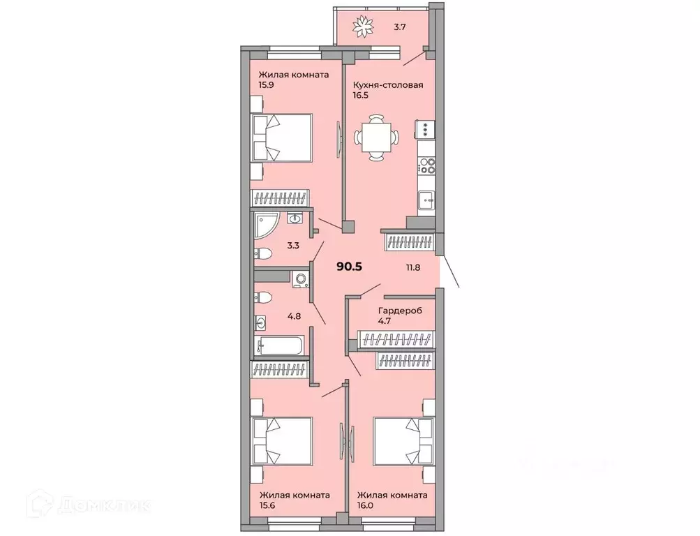 Продаётся 3-к квартира, 89.1 м - Фото 0