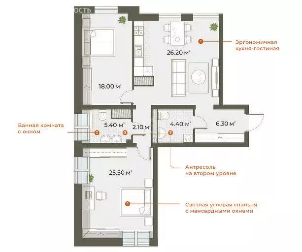 2-комнатная квартира: Архангельск, улица Серафимовича, 14к1 (87.9 м) - Фото 0