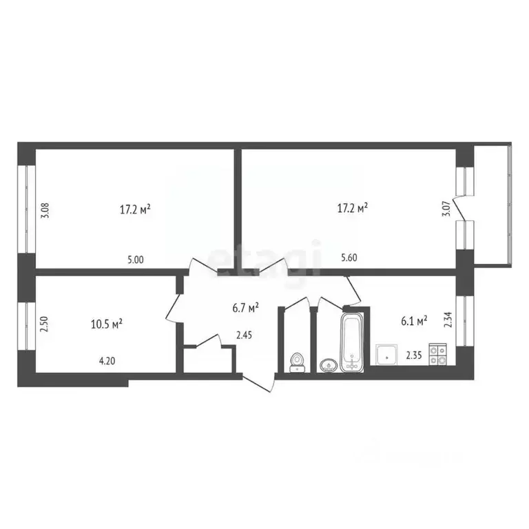 3-к кв. Коми, Сыктывкар Коммунистическая ул., 84 (61.6 м) - Фото 2