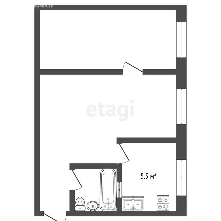 2-комнатная квартира: Тутаев, Комсомольская улица, 12 (45.2 м) - Фото 1