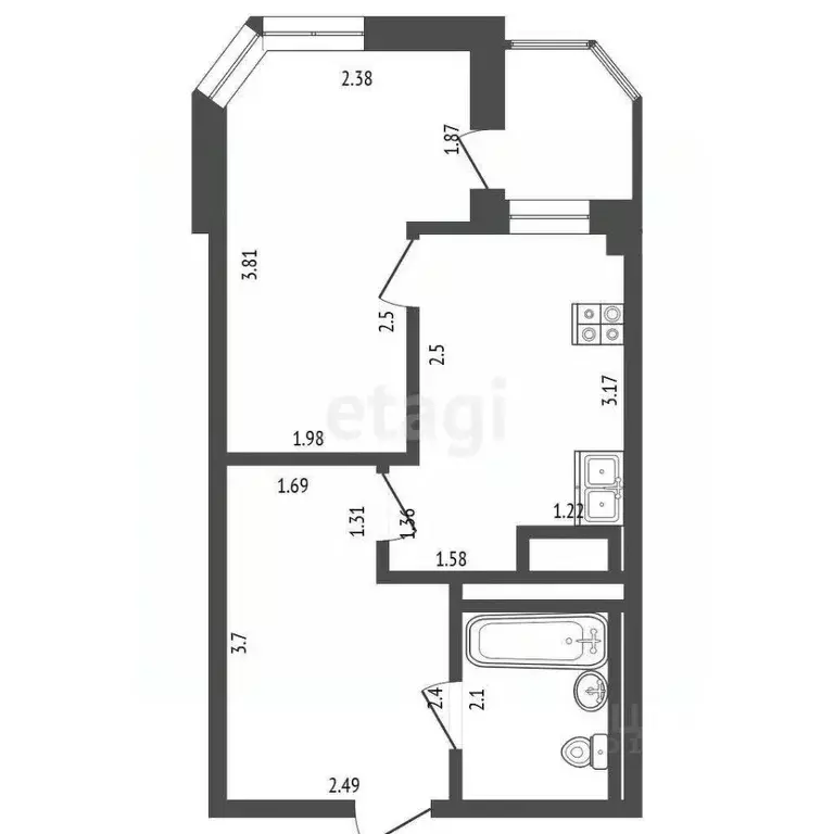 1-к кв. Саха (Якутия), Якутск ул. Клары Цеткин, 12 (30.0 м) - Фото 1