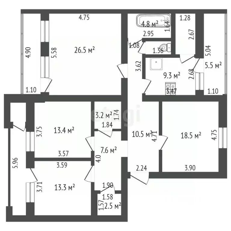 4-к кв. Забайкальский край, Чита ул. Токмакова, 3 (117.7 м) - Фото 1