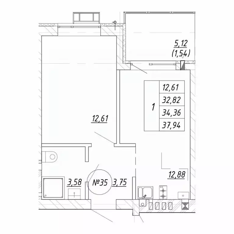 1-к кв. Калининградская область, Зеленоградск  (37.94 м) - Фото 1