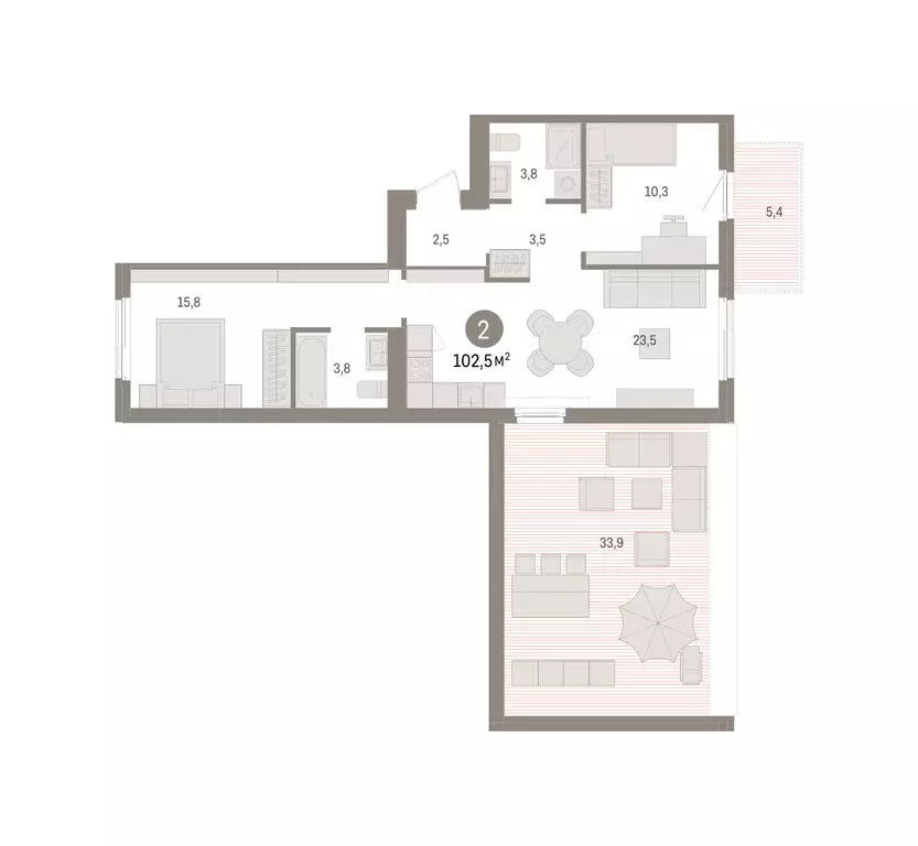 2-комнатная квартира: Новосибирский район, рабочий посёлок Краснообск, ... - Фото 2