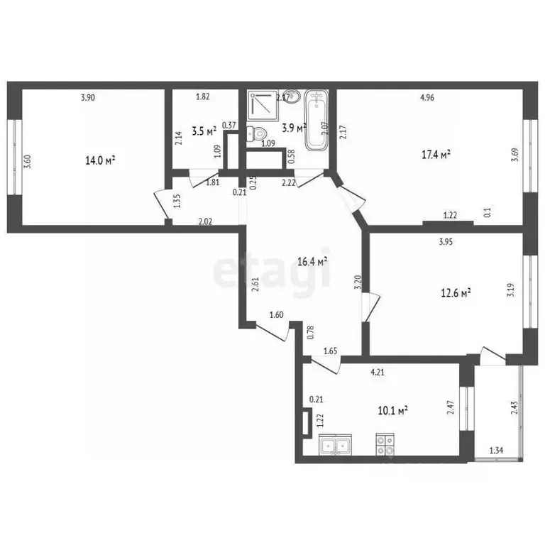 3-к кв. Севастополь ул. Горпищенко, 143к3 (78.0 м) - Фото 2