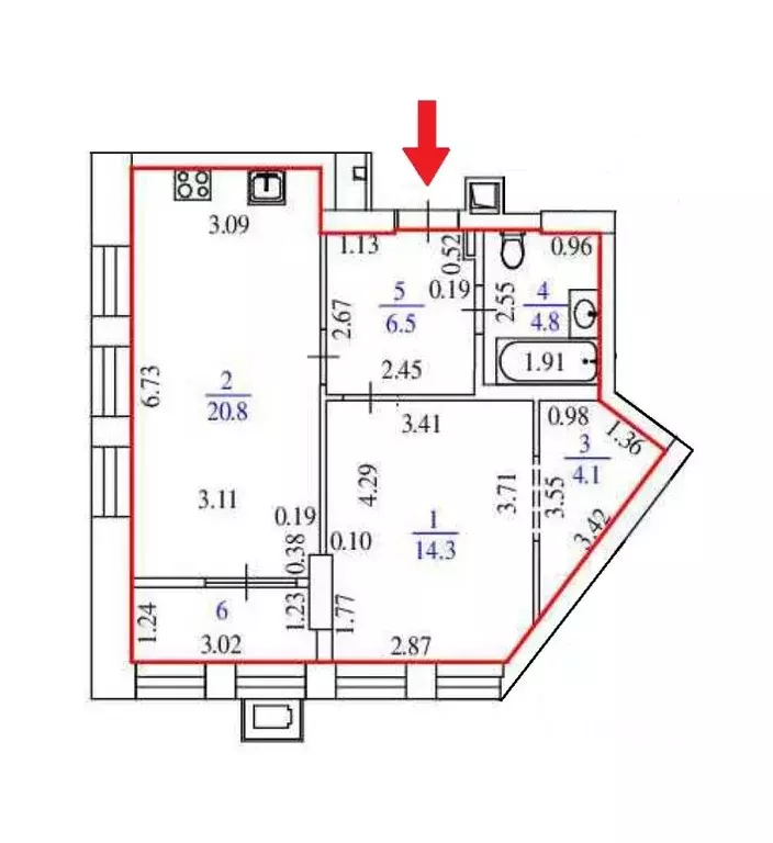 1-к кв. Свердловская область, Екатеринбург ул. Мира, 47/6 (54.0 м) - Фото 2