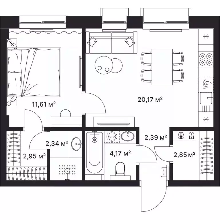 1-к кв. Владимирская область, Киржач ул. Свердлова, 10А (46.0 м) - Фото 1