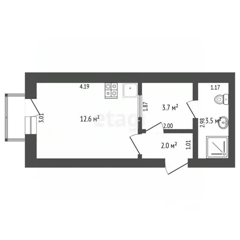 Студия Кемеровская область, Кемерово Советский просп., 43 (22.0 м) - Фото 2