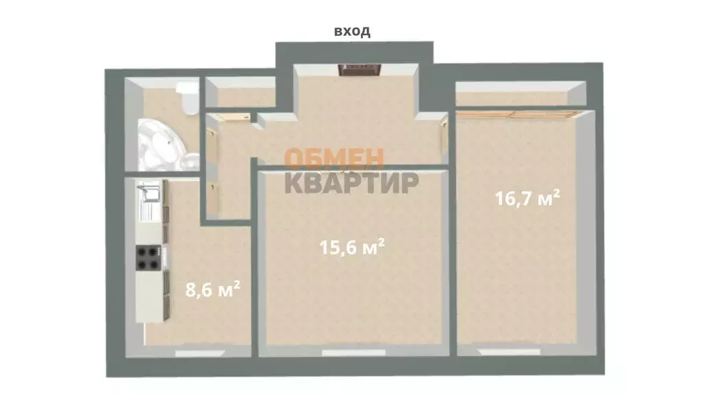 2-комнатная квартира: Екатеринбург, улица Свердлова, 27 (54.7 м) - Фото 1