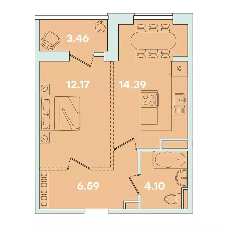 1-комнатная квартира: Иркутск, улица Петрова, 16 (40.71 м) - Фото 0