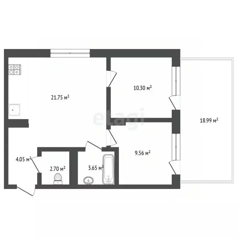 2-к кв. Тюменская область, Тюмень ул. Стройотрядовская, 10 (53.0 м) - Фото 1