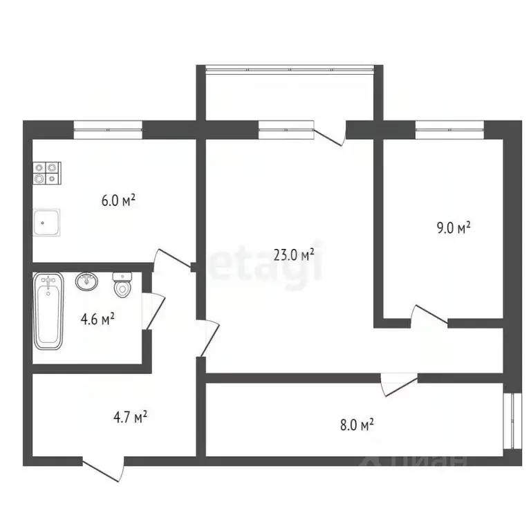 3-к кв. Брянская область, Карачев ул. Ленина, 53 (55.3 м) - Фото 1