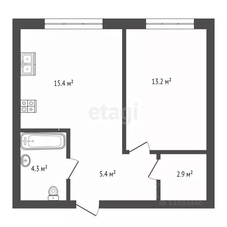 1-к кв. Тюменская область, Тюмень ул. Республики, 204к12 (41.2 м) - Фото 1