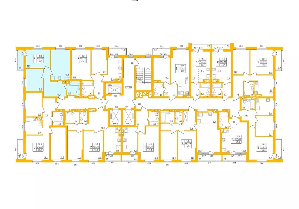 2-к кв. Башкортостан, Уфа Инорс-4Б мкр, Акварель жилой комплекс (53.2 ... - Фото 2
