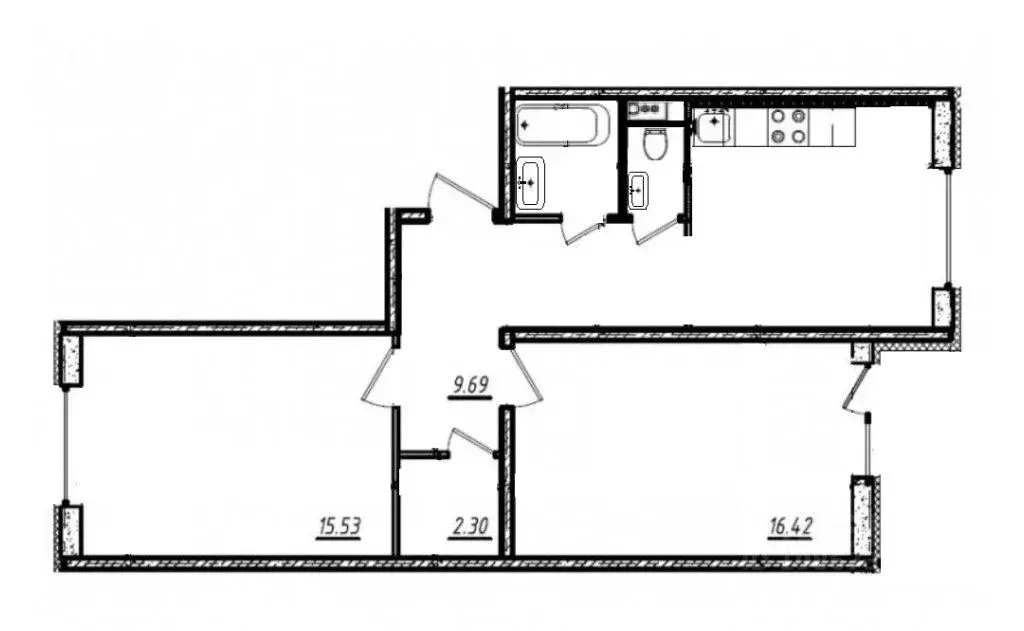 2-к кв. Санкт-Петербург Парашютная ул., 58 (62.0 м) - Фото 1