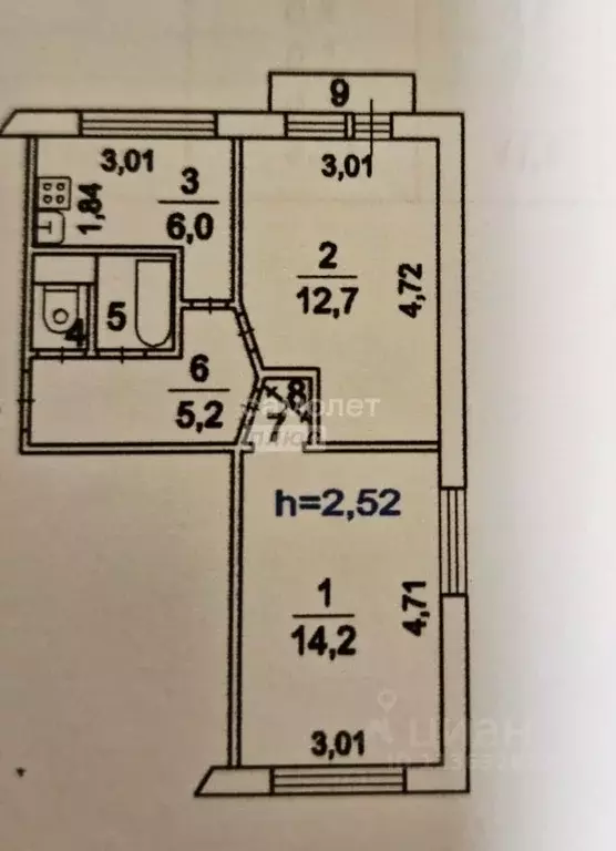 2-к кв. Московская область, Люберцы Московская ул., 2 (41.8 м) - Фото 2
