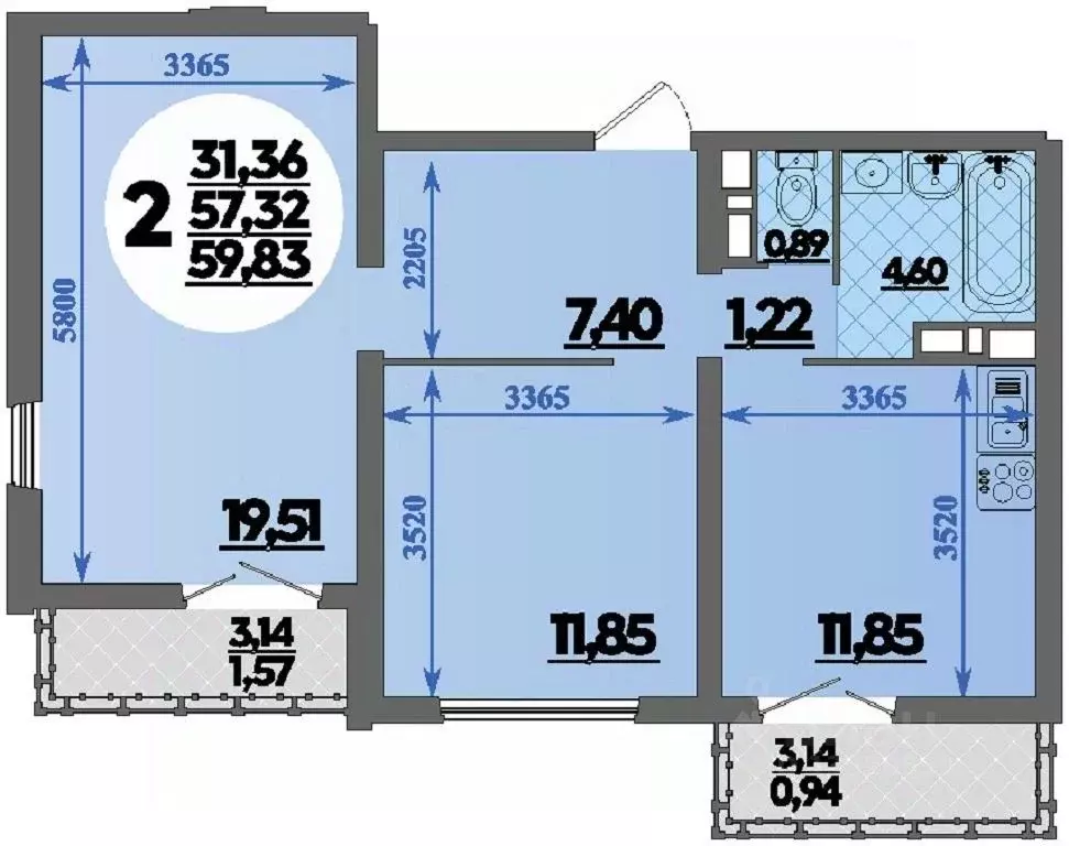 2-к кв. Краснодарский край, Новороссийск Город у Моря жилой комплекс ... - Фото 1