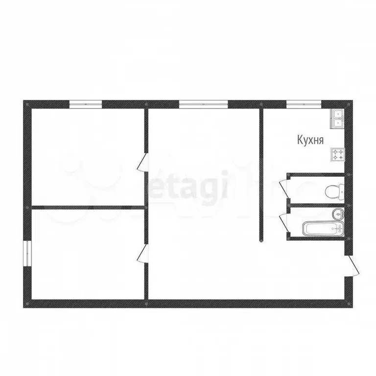 3-к. квартира, 46,1 м, 1/5 эт. - Фото 0