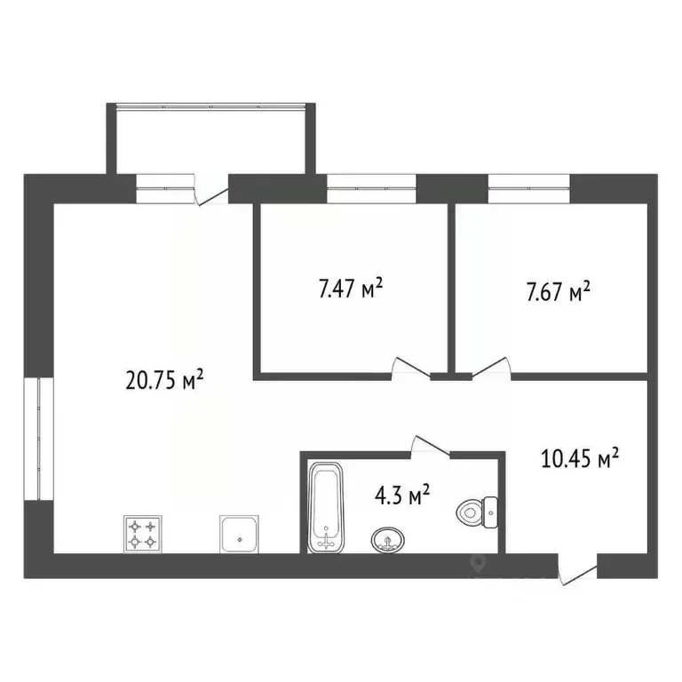 3-к кв. Красноярский край, Красноярск Линейная ул., 112 (51.0 м) - Фото 2