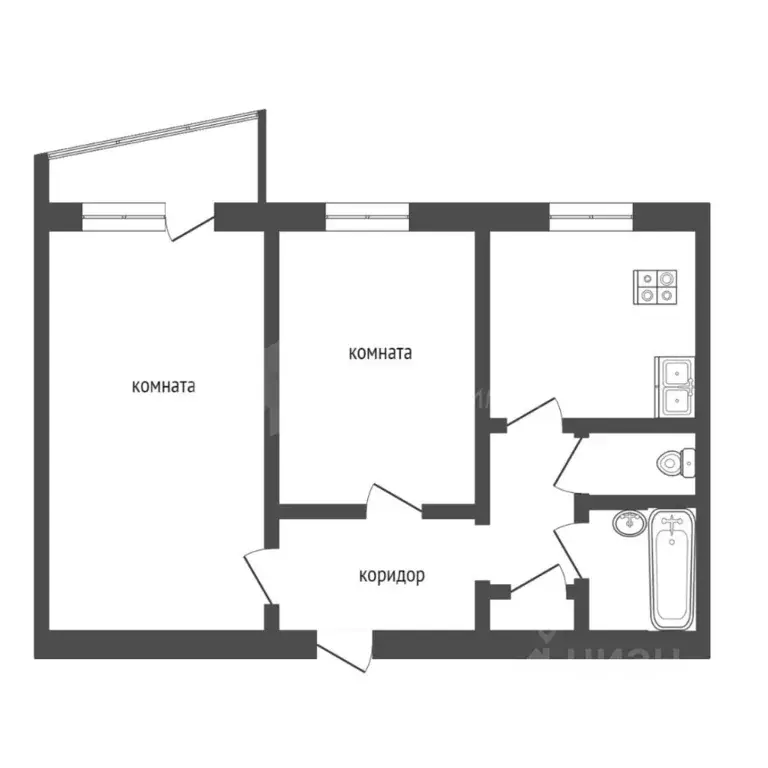 2-к кв. Тюменская область, Тюмень Одесская ул., 44 (50.0 м) - Фото 2