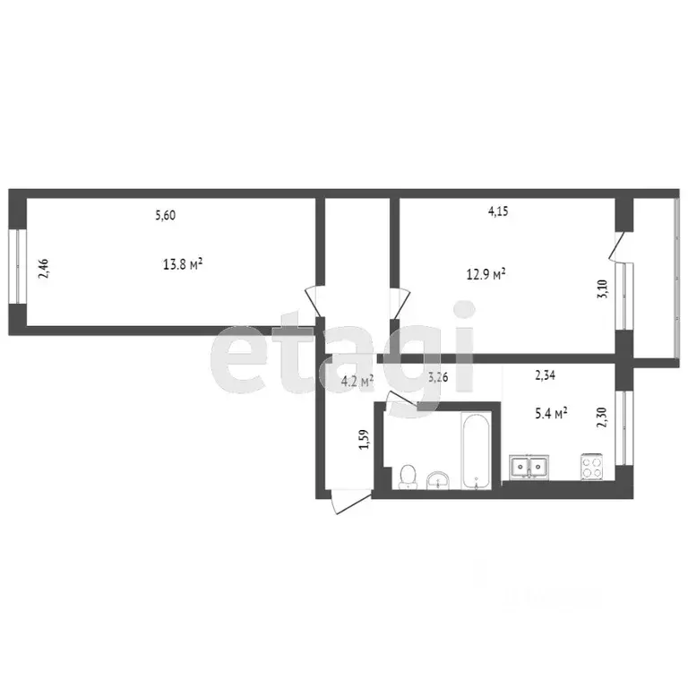 2-к кв. Ханты-Мансийский АО, Сургут ул. Республики, 82 (43.2 м) - Фото 0