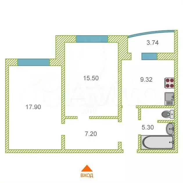 2-к. квартира, 60 м, 9/16 эт. - Фото 0