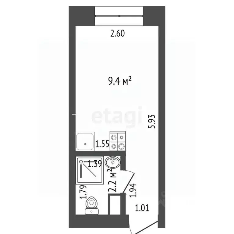 Студия Москва Клинская ул., 8С1 (14.5 м) - Фото 2