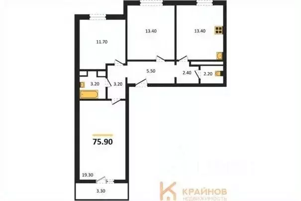 3-к кв. Воронежская область, Воронеж Озерки жилой квартал,  (75.9 м) - Фото 0