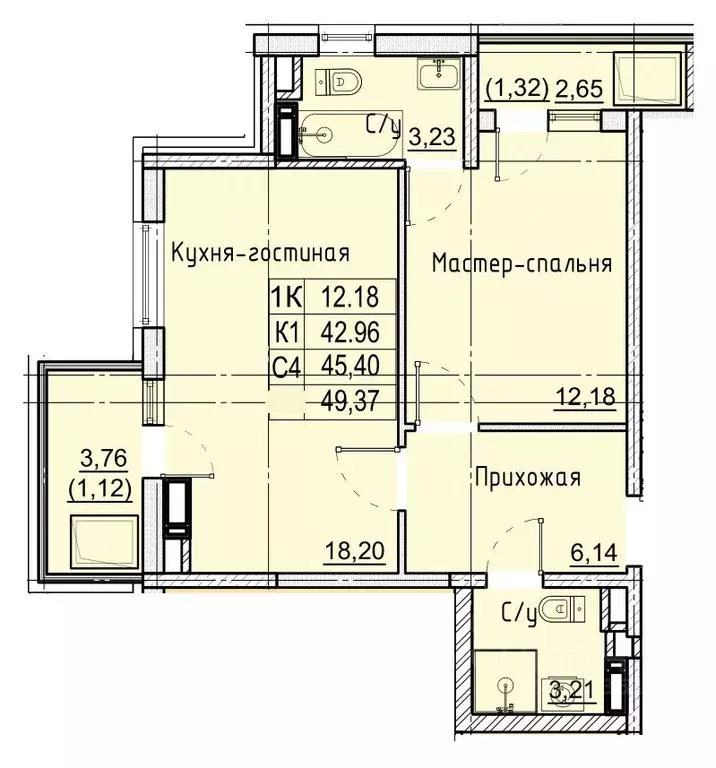 1-к кв. Ставропольский край, Ставрополь № 36 мкр, ЖК Фруктовый сад,  ... - Фото 0