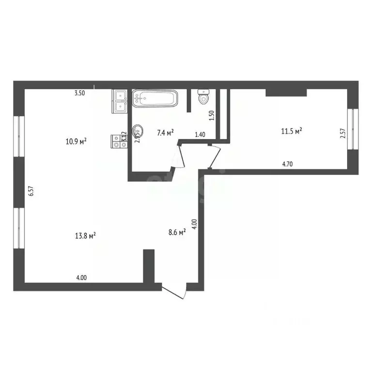 2-к кв. Татарстан, Альметьевск ул. Ленина, 11 (54.9 м) - Фото 2