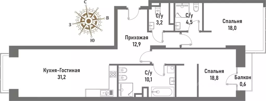 3-к кв. Москва ул. Матросская Тишина, 12 (99.2 м) - Фото 0
