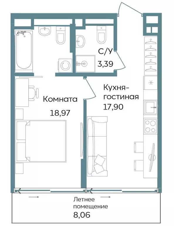1-комнатная квартира: Республика Крым, Саки, курортный кластер Темпо ... - Фото 0
