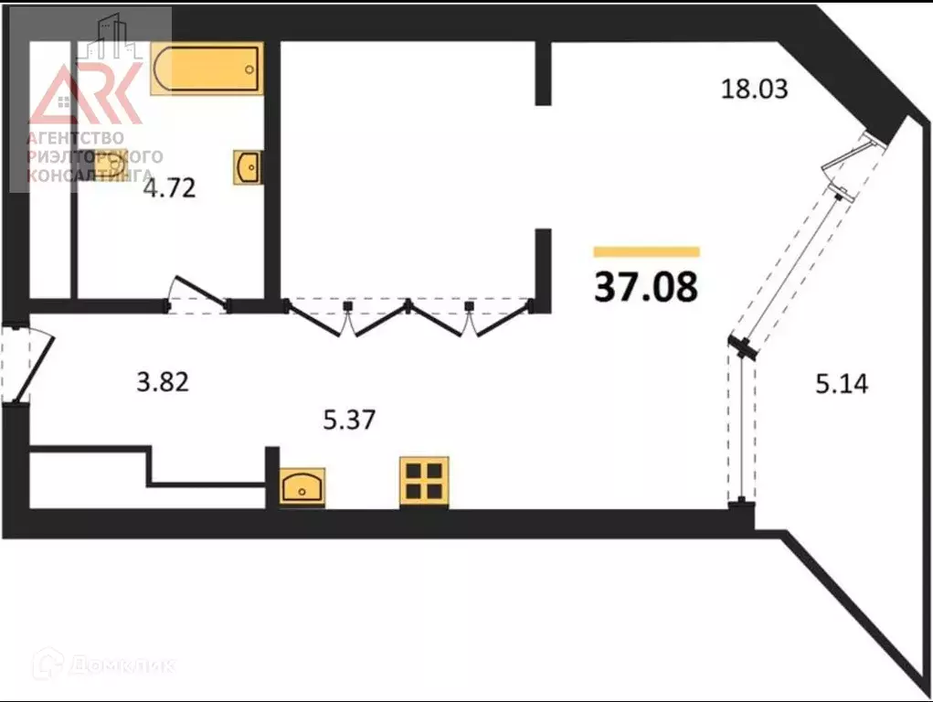 Продаётся квартира-студия, 37.08 м - Фото 1