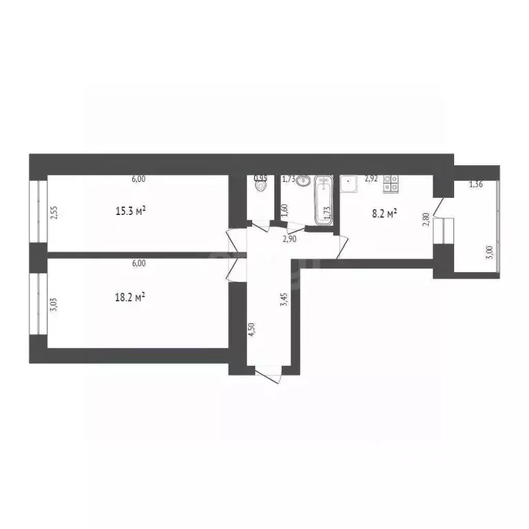 2-к кв. Башкортостан, Стерлитамак ул. Артема, 97А (52.4 м) - Фото 2