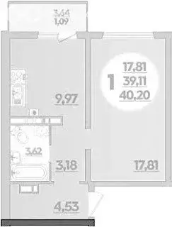 1-комнатная квартира: Лабинск, улица Калинина, 309 (40.2 м) - Фото 1