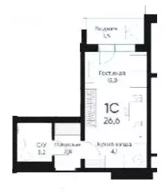 1-комнатная квартира: Обь, Большая улица, 23 (26.6 м) - Фото 1